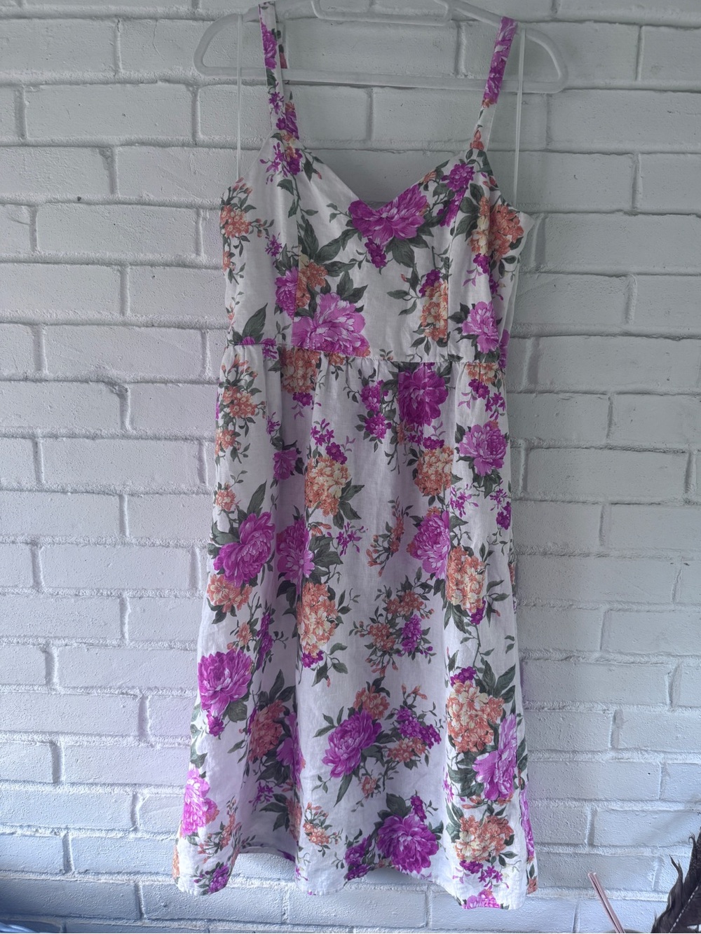 CYNTHIA ROWLEY • Linen Midi Sun Dress • White Floral • Womens 6 US